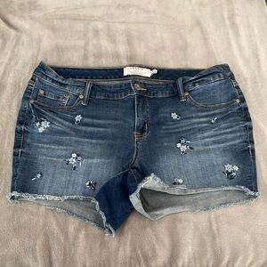 Torrid Floral Jean Shorts